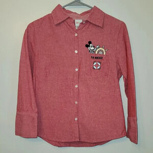 Disney Mickey Sailor 3/4 sleeve button up blouse Women's small Vintage LOTC